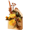 Boîte à fleurs enveloppe kraft, composition automnale