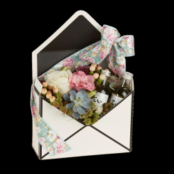 Boîte à fleurs enveloppe blanc et noir